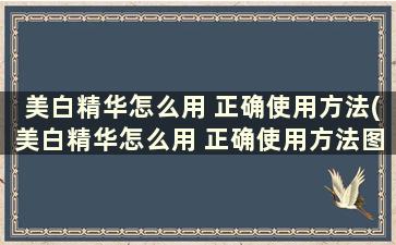 美白精华怎么用 正确使用方法(美白精华怎么用 正确使用方法图解)